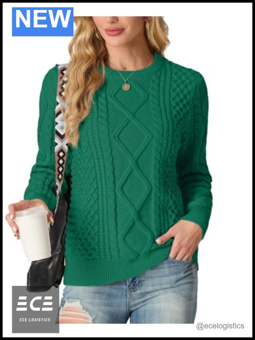 Women's Long Sleeve Crewneck Pullover Sweater Ribbed Knit Fall Winter